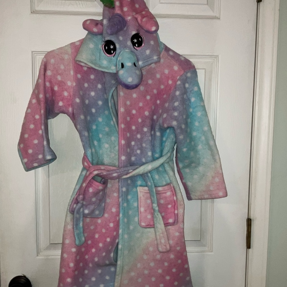 Gently loved unicorn hooded robe for all the unicorn lovers out there